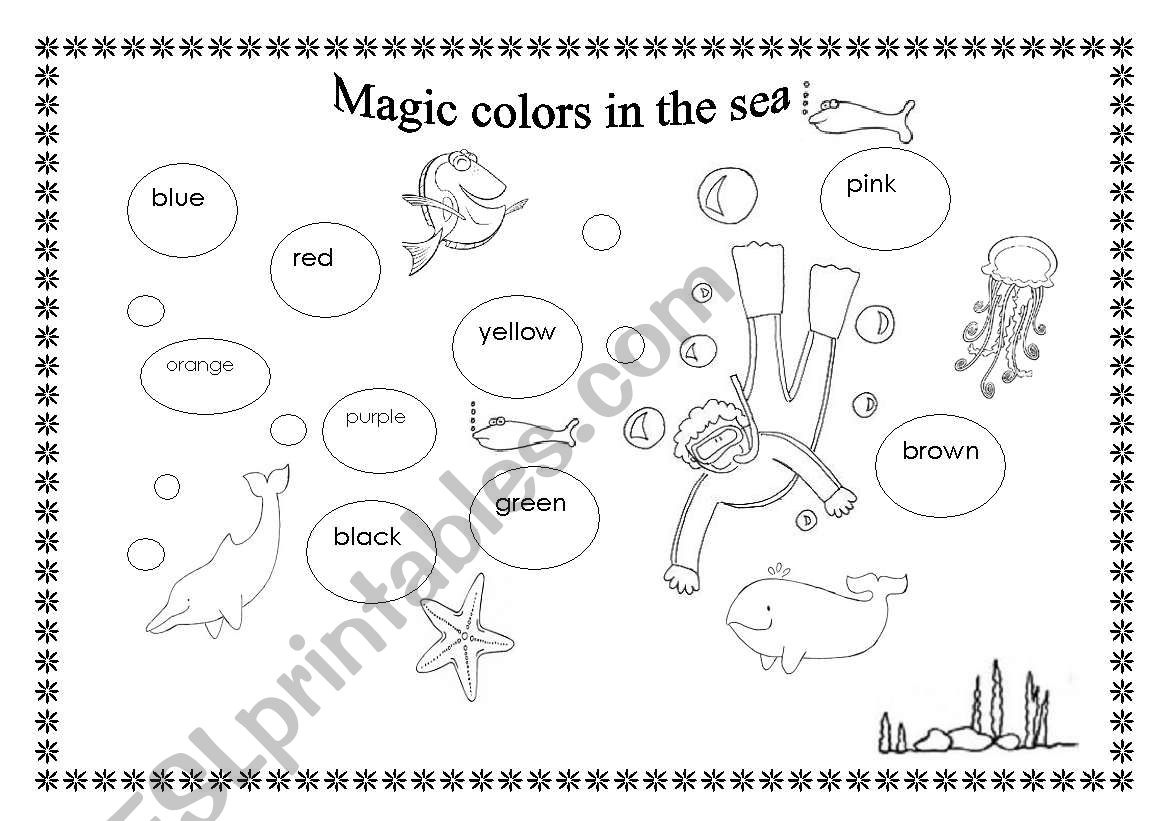 Magic colors in the sea worksheet