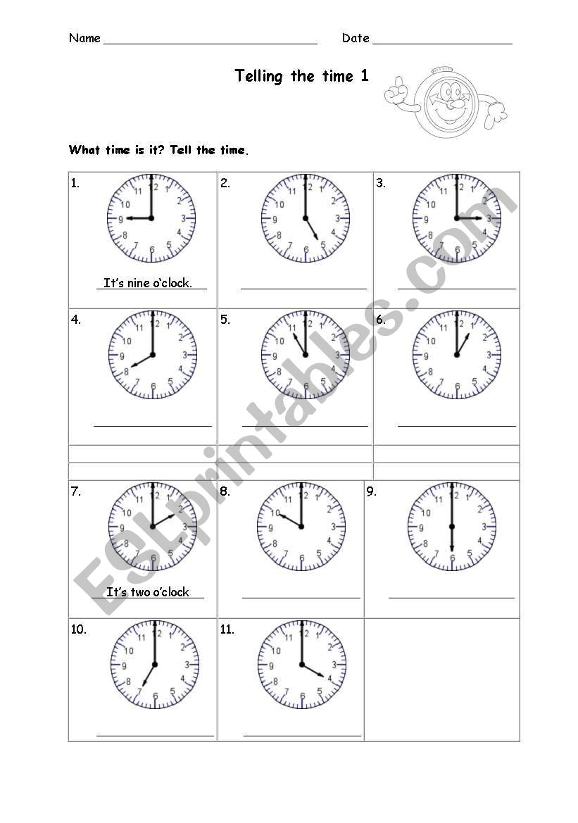 Telling the time worksheet