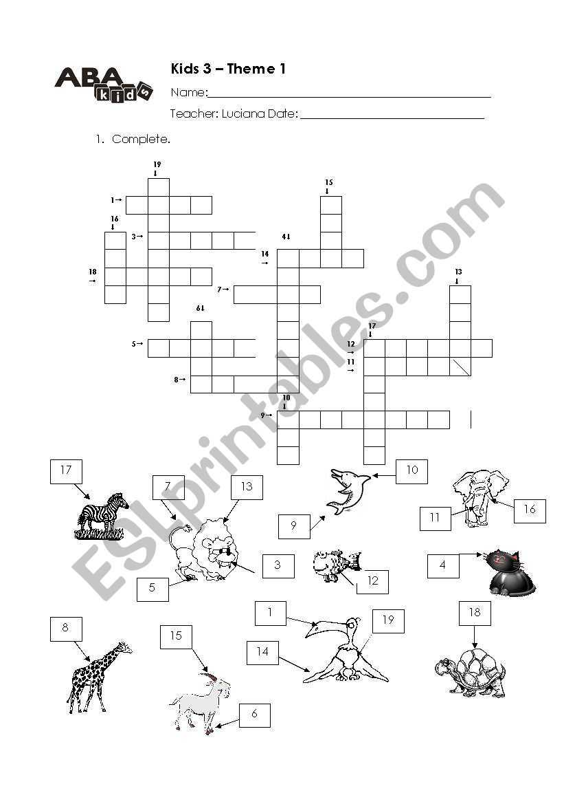 animalsÂ´parts of the body  worksheet