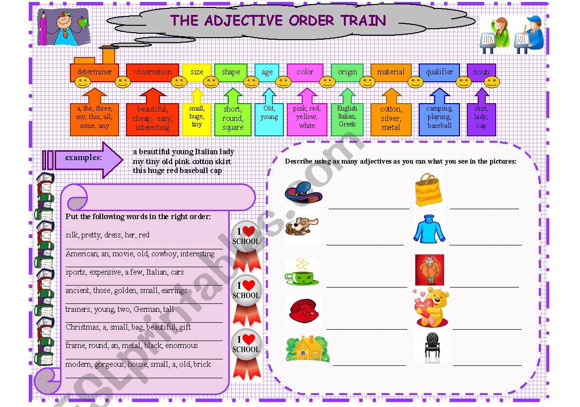 ADJECTIVE ORDER worksheet