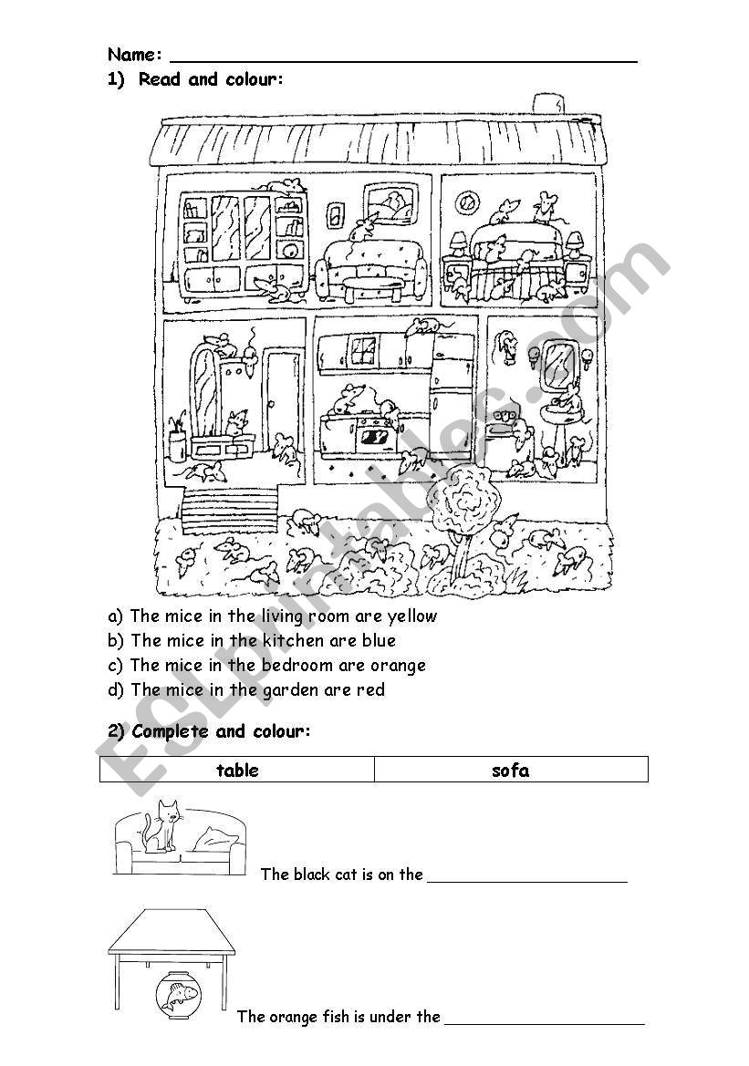 colour the mice prepositions worksheet