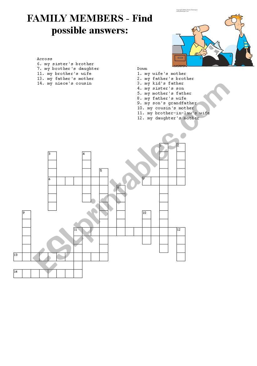 Family members crossword puzzle