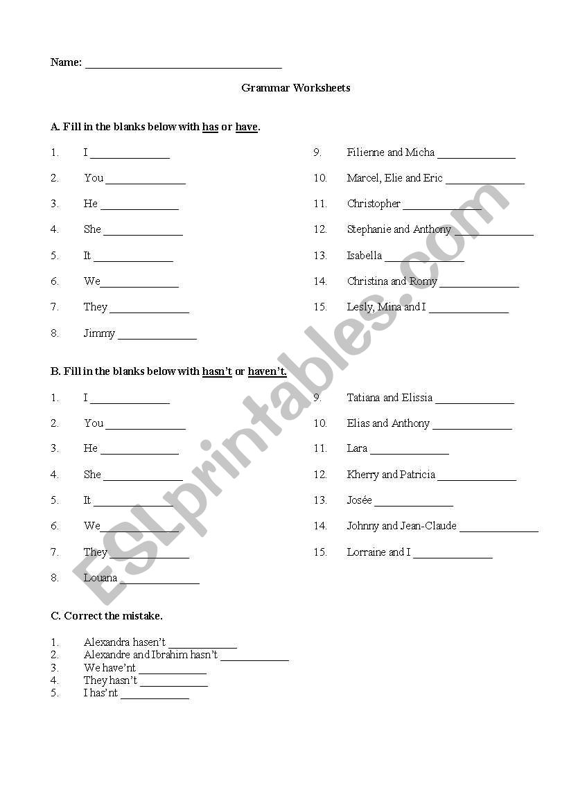 PRESENT PERFECT worksheet