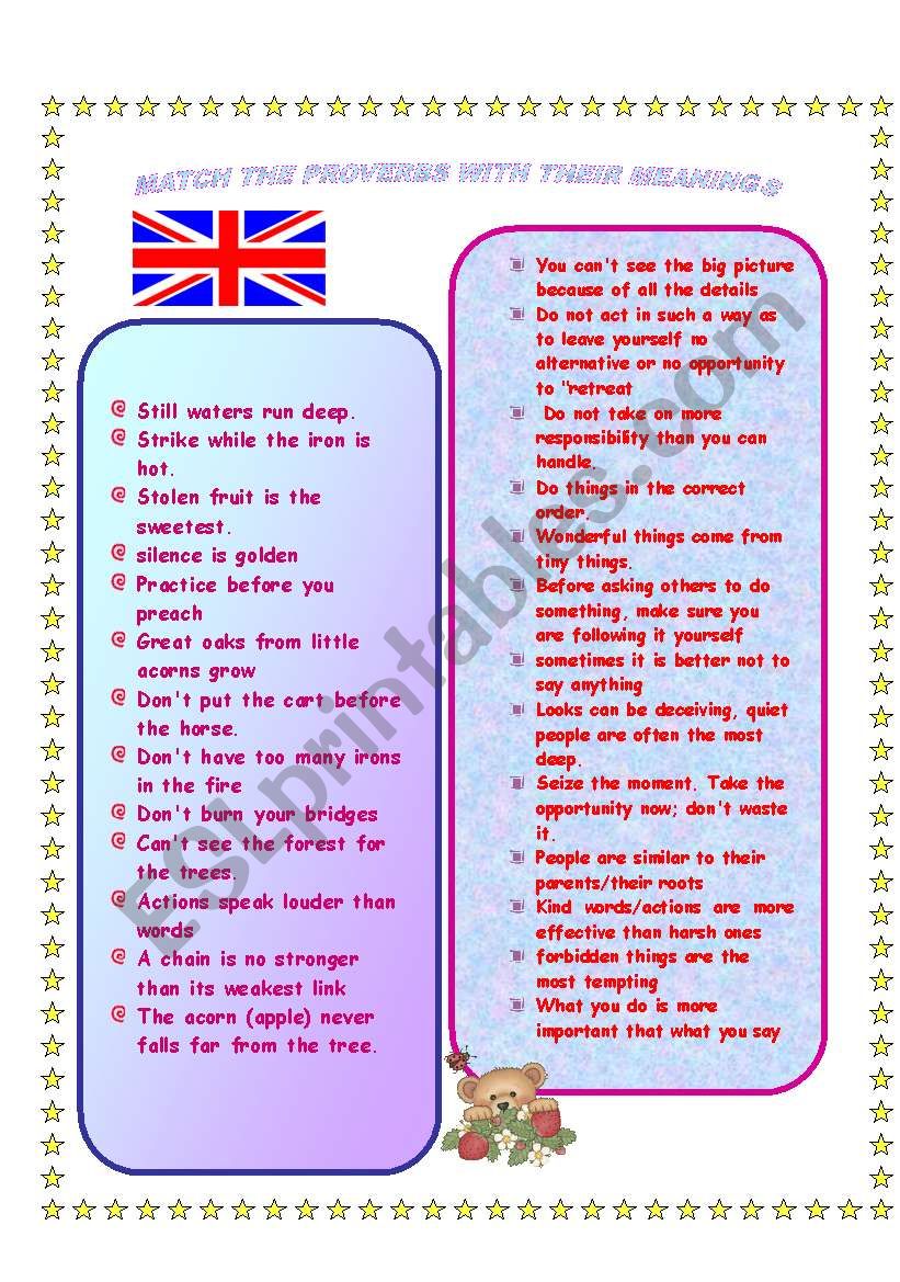 English proverbs worksheet