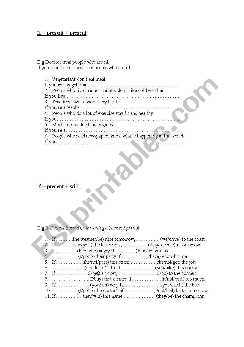 conditionals worksheet