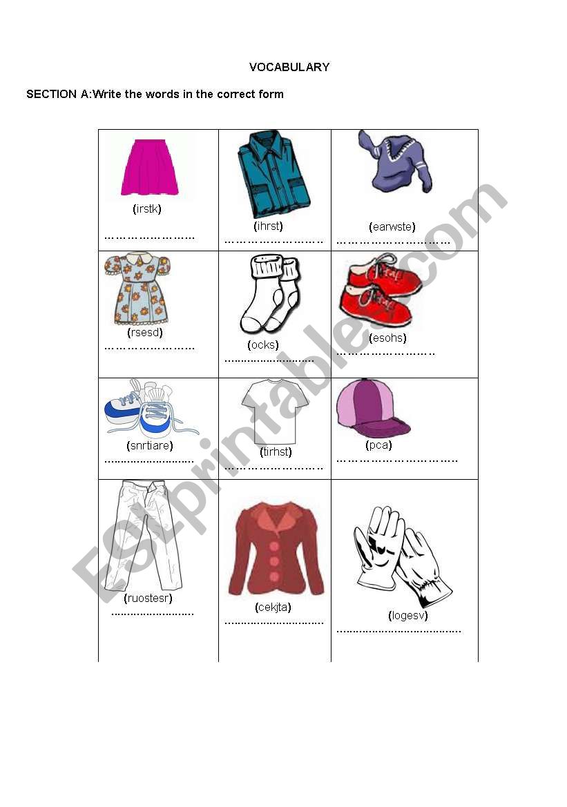 clothes&sugesstions worksheet