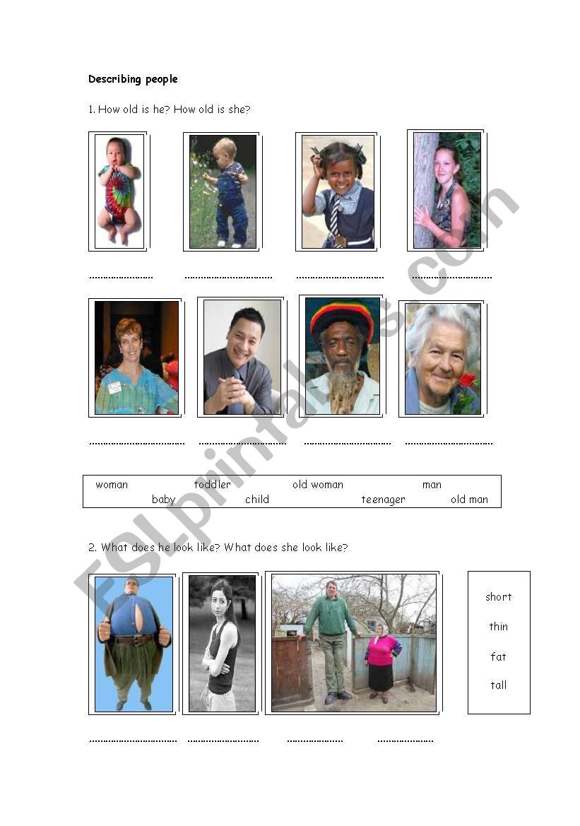 Describing people worksheet