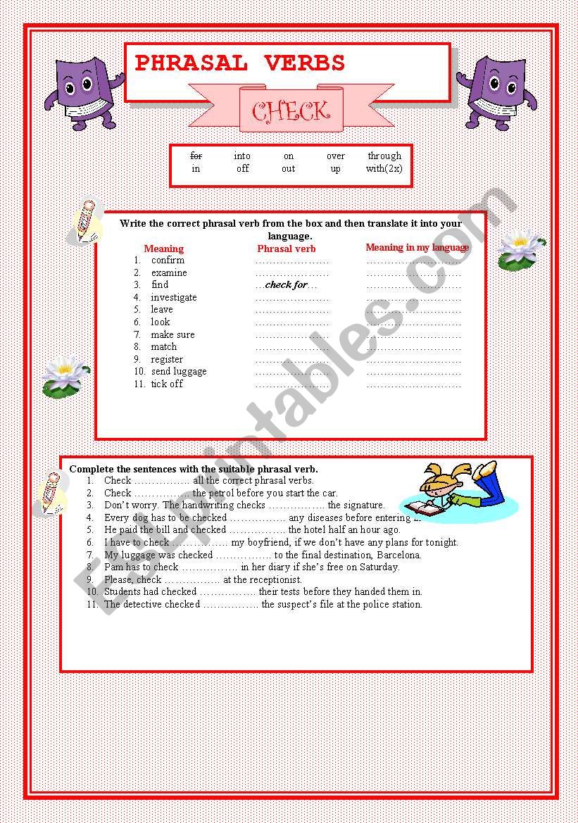 Phrasal verbs - CHECK worksheet