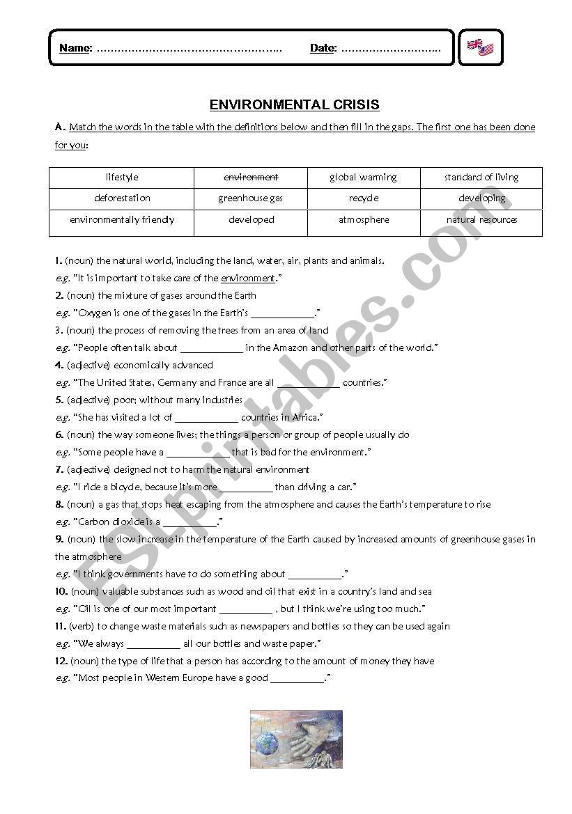 Environmental Crisis worksheet