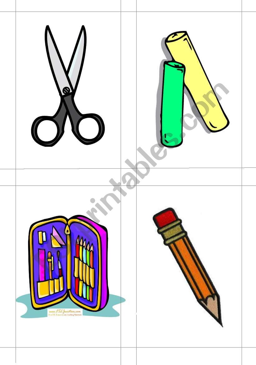 School Objects Flashcards #1 worksheet