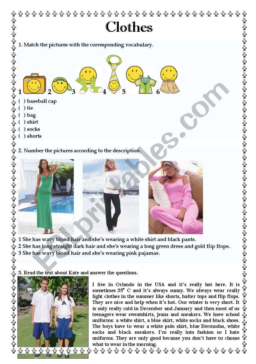 Clothes worksheet