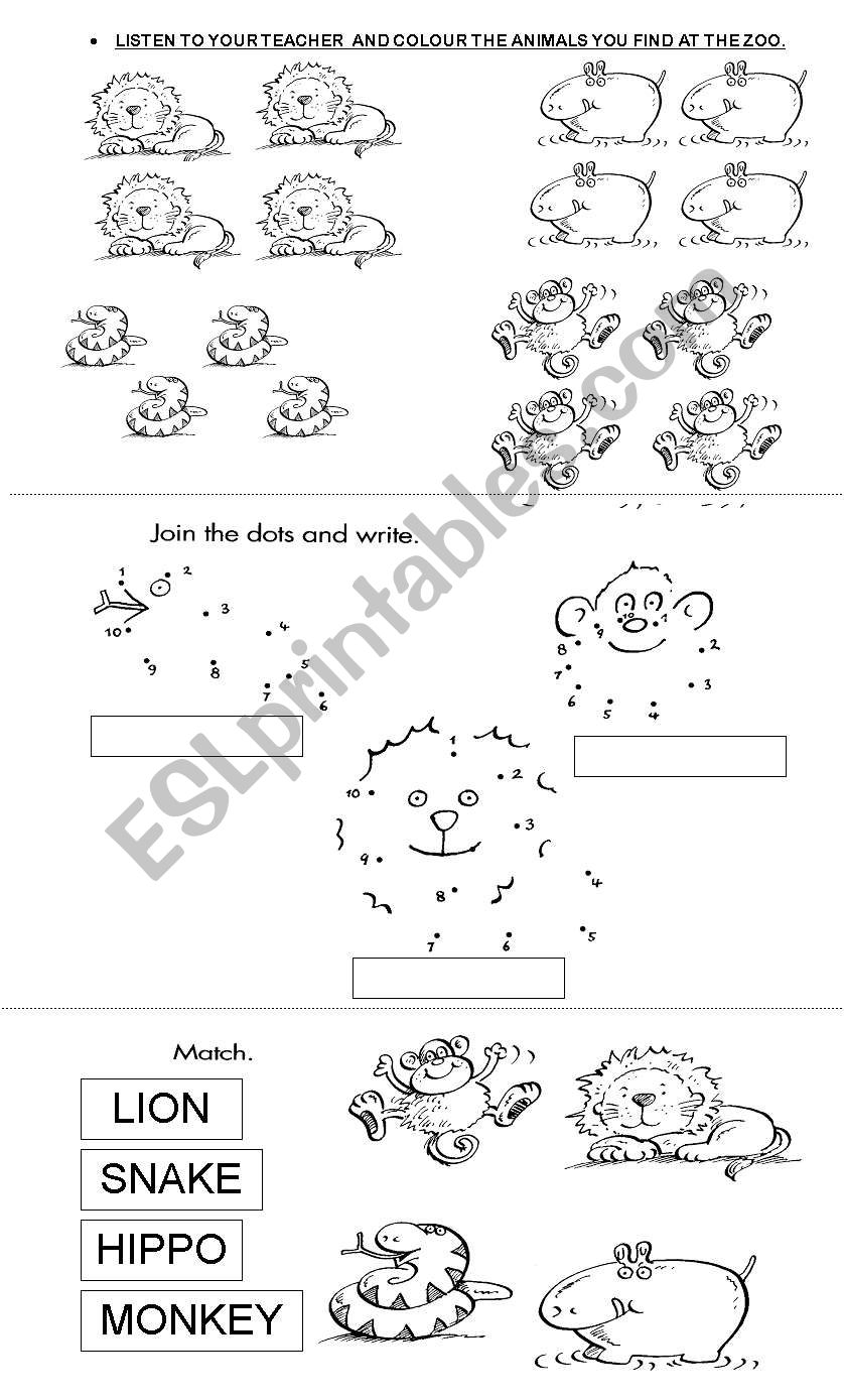 Lets go to the zoo! worksheet