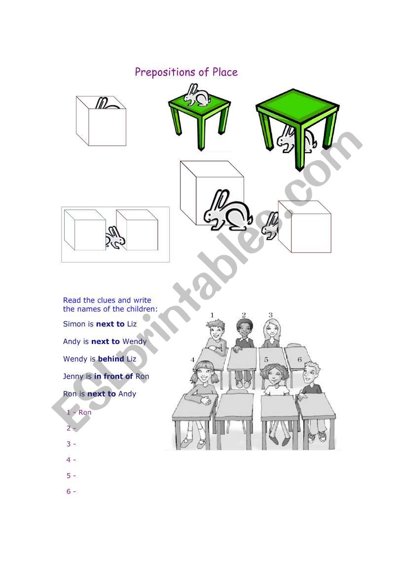 Prepositions of place worksheet