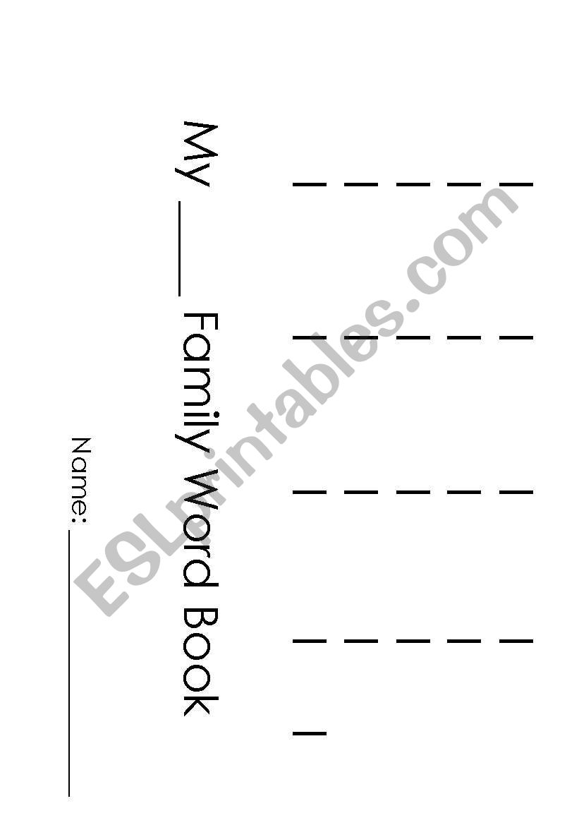 word family flip book  worksheet