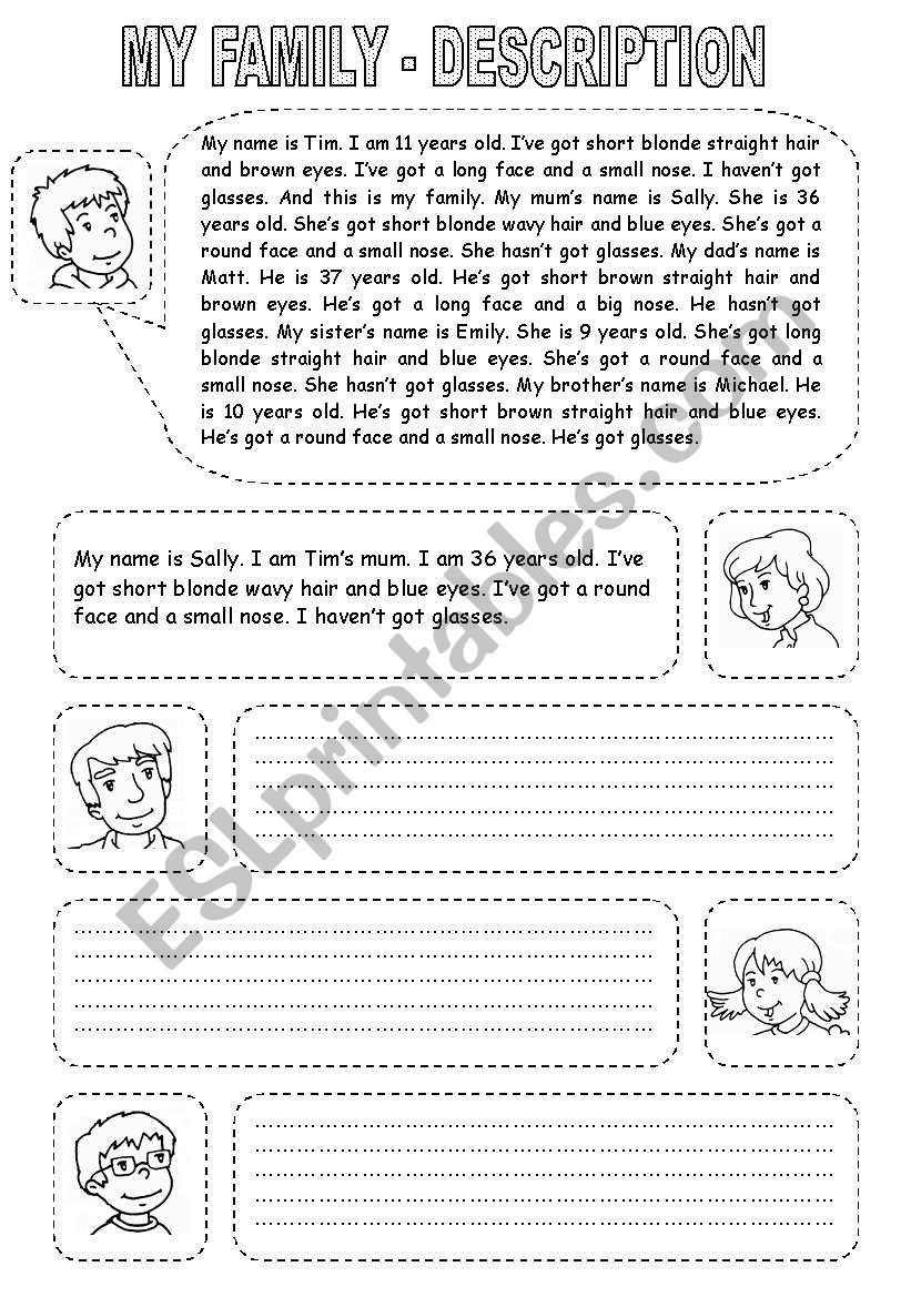 MY FAMILY - DESCRIPTION worksheet