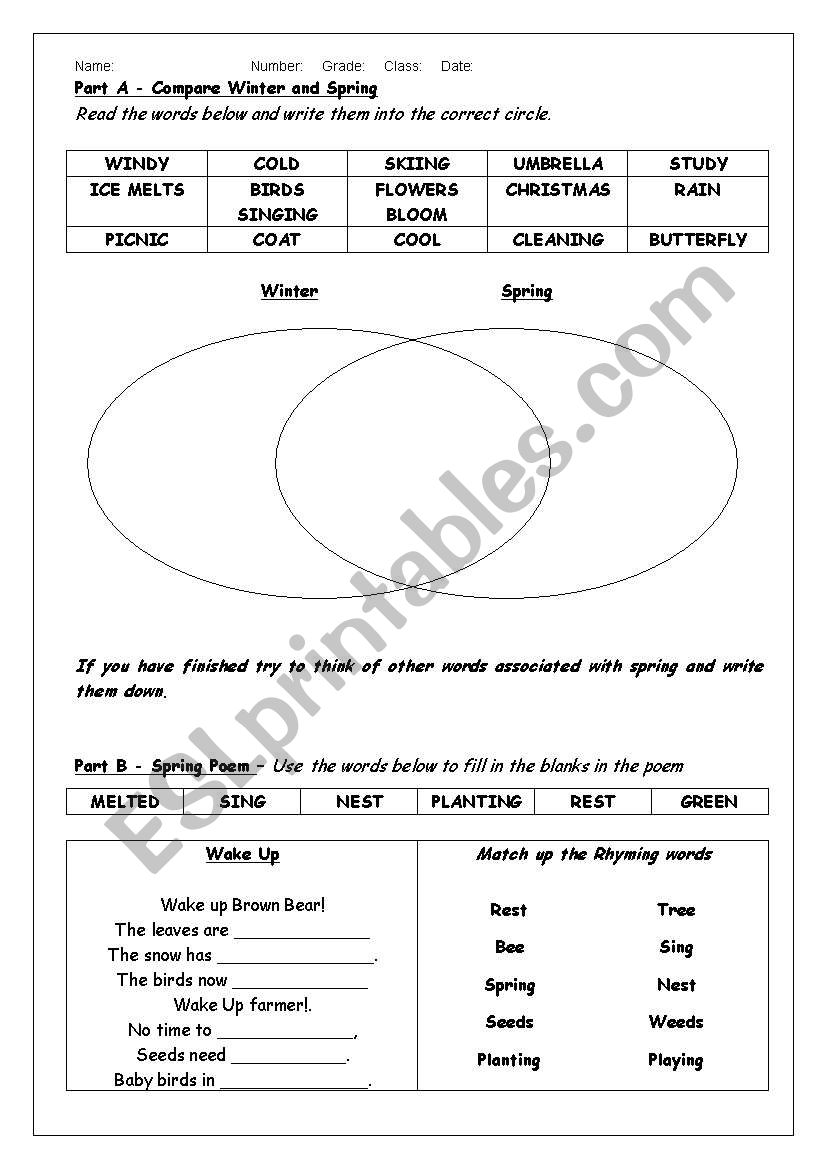 Spring worksheet