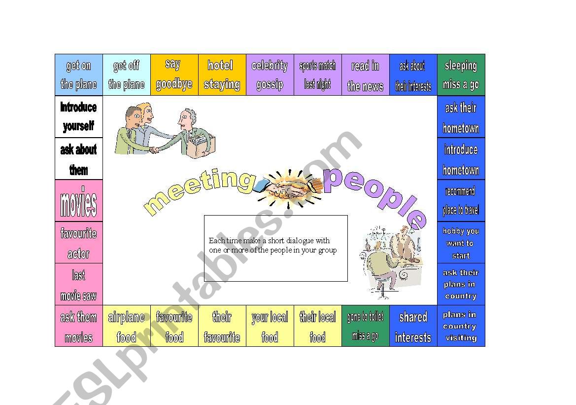 Conversation board game worksheet