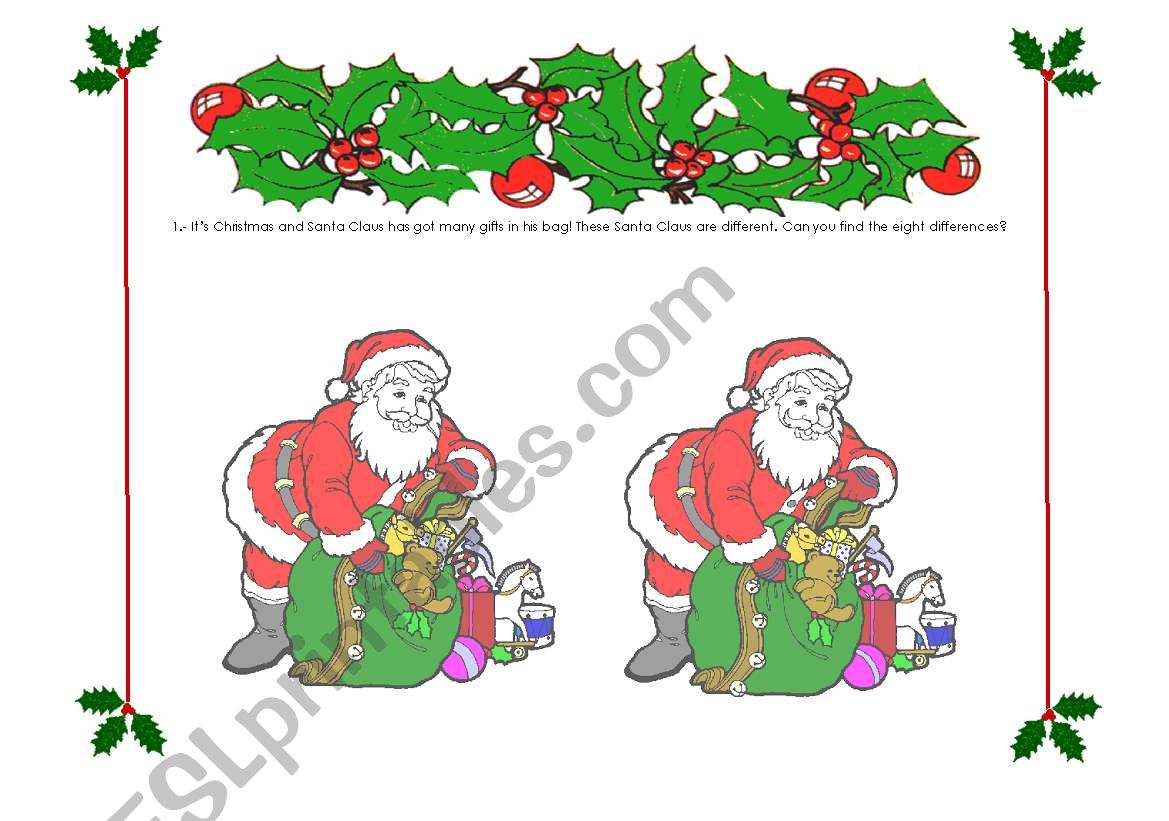 Christmas differences worksheet
