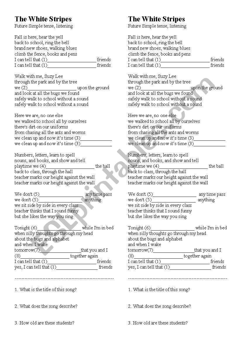 Song: The White Stripes - WeÂ´re Going to be Friends, Future with Will and Going To