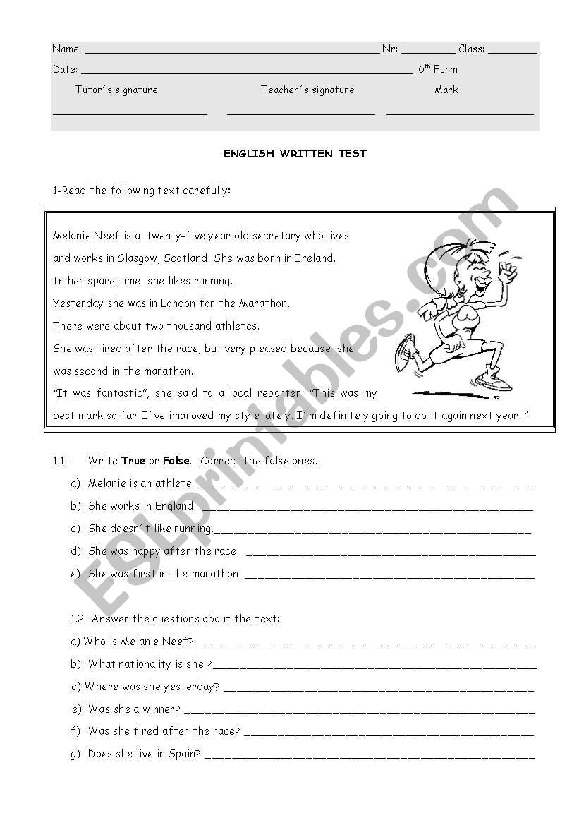 Verb to Be - simple past worksheet