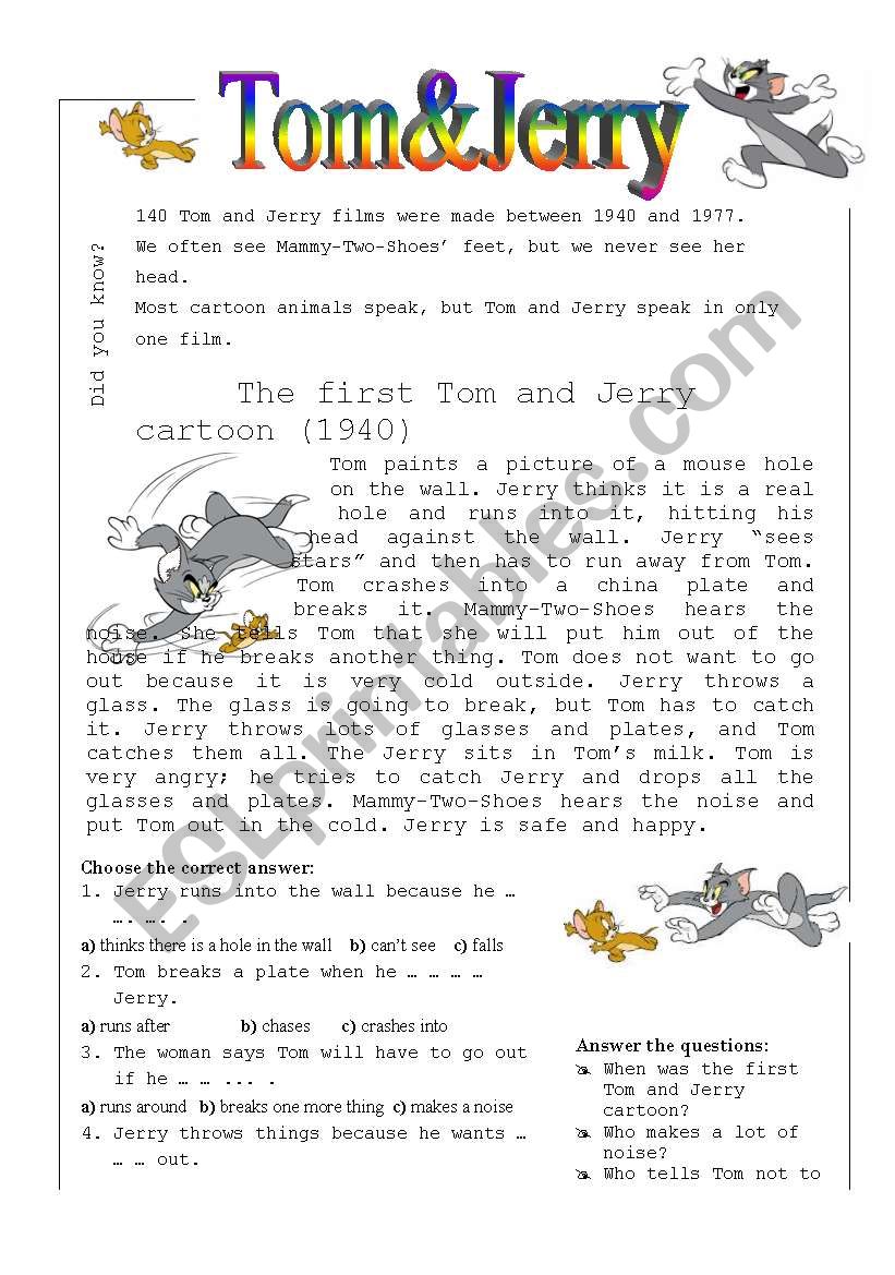Tom&Jerry worksheet