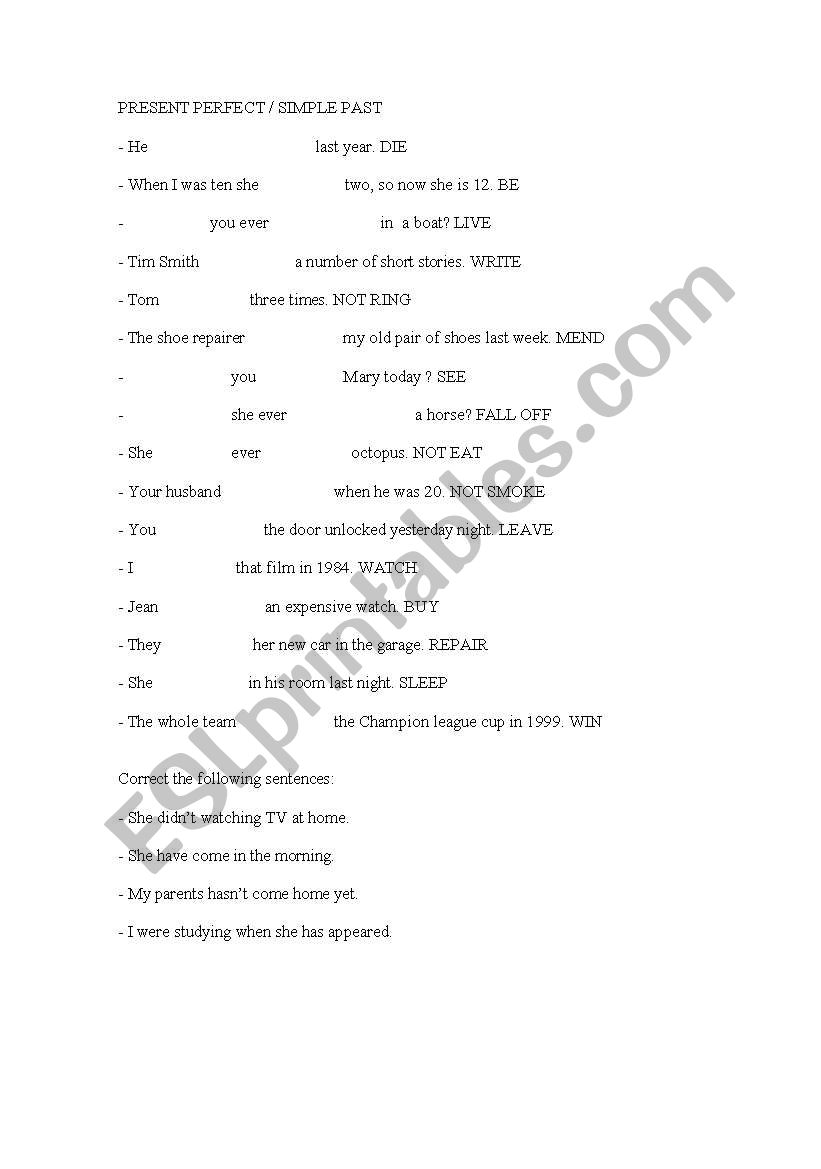 more tenses worksheet