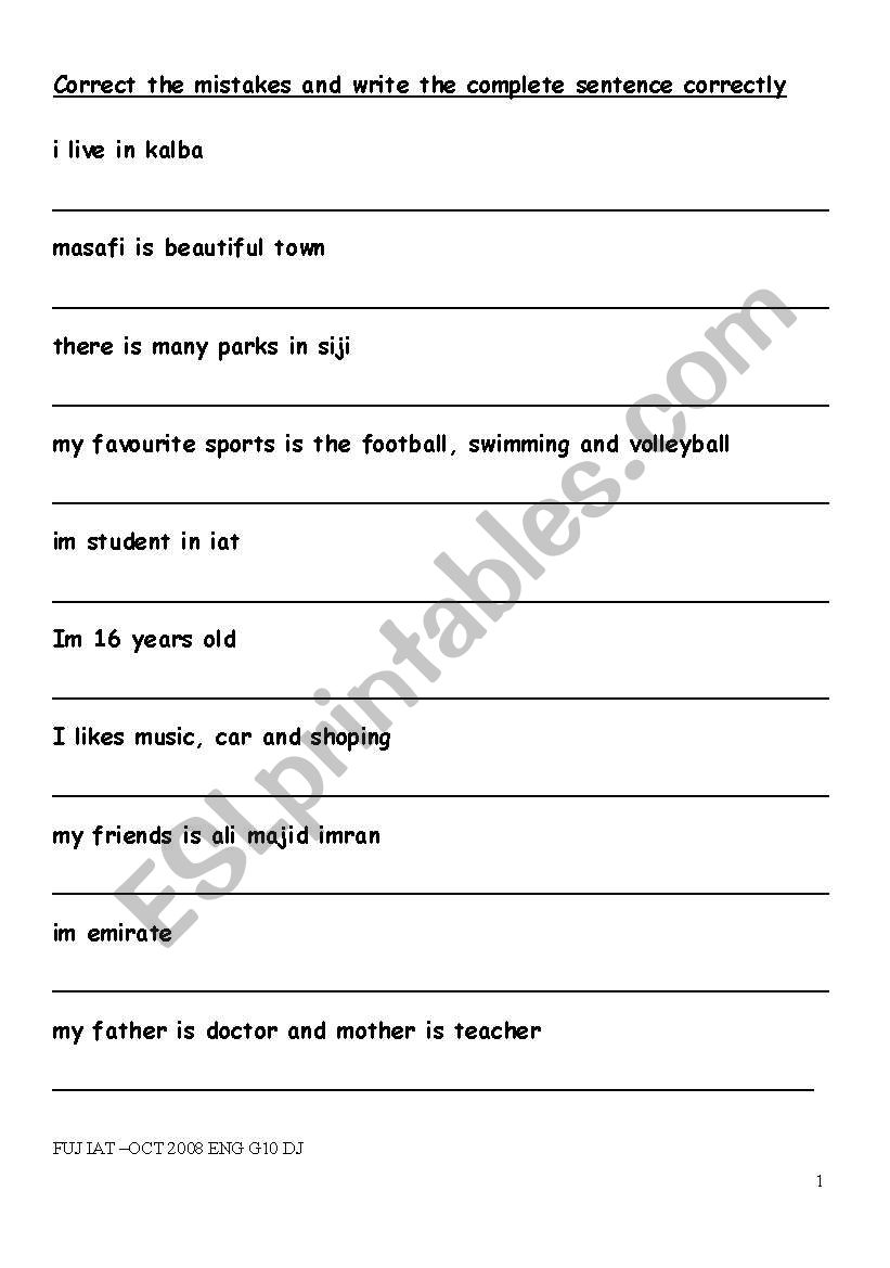 Editing for punctuation worksheet