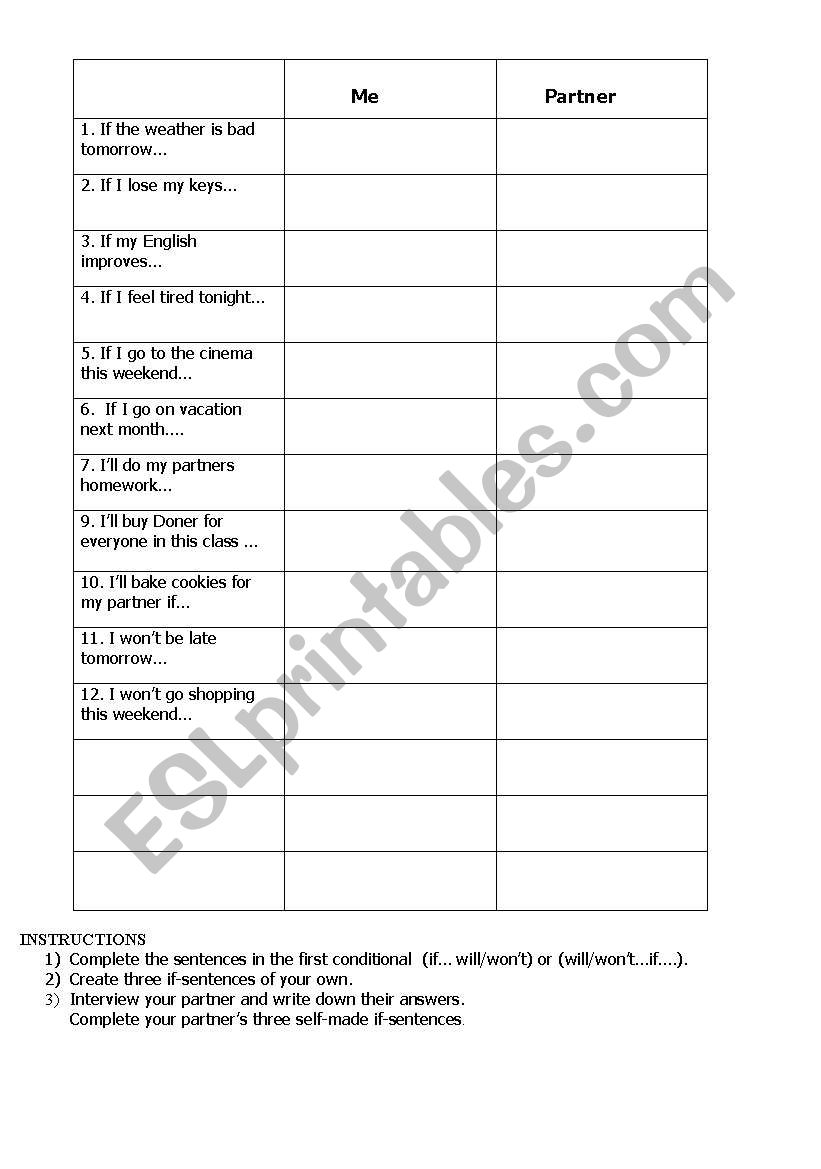 1st conditional partner survey