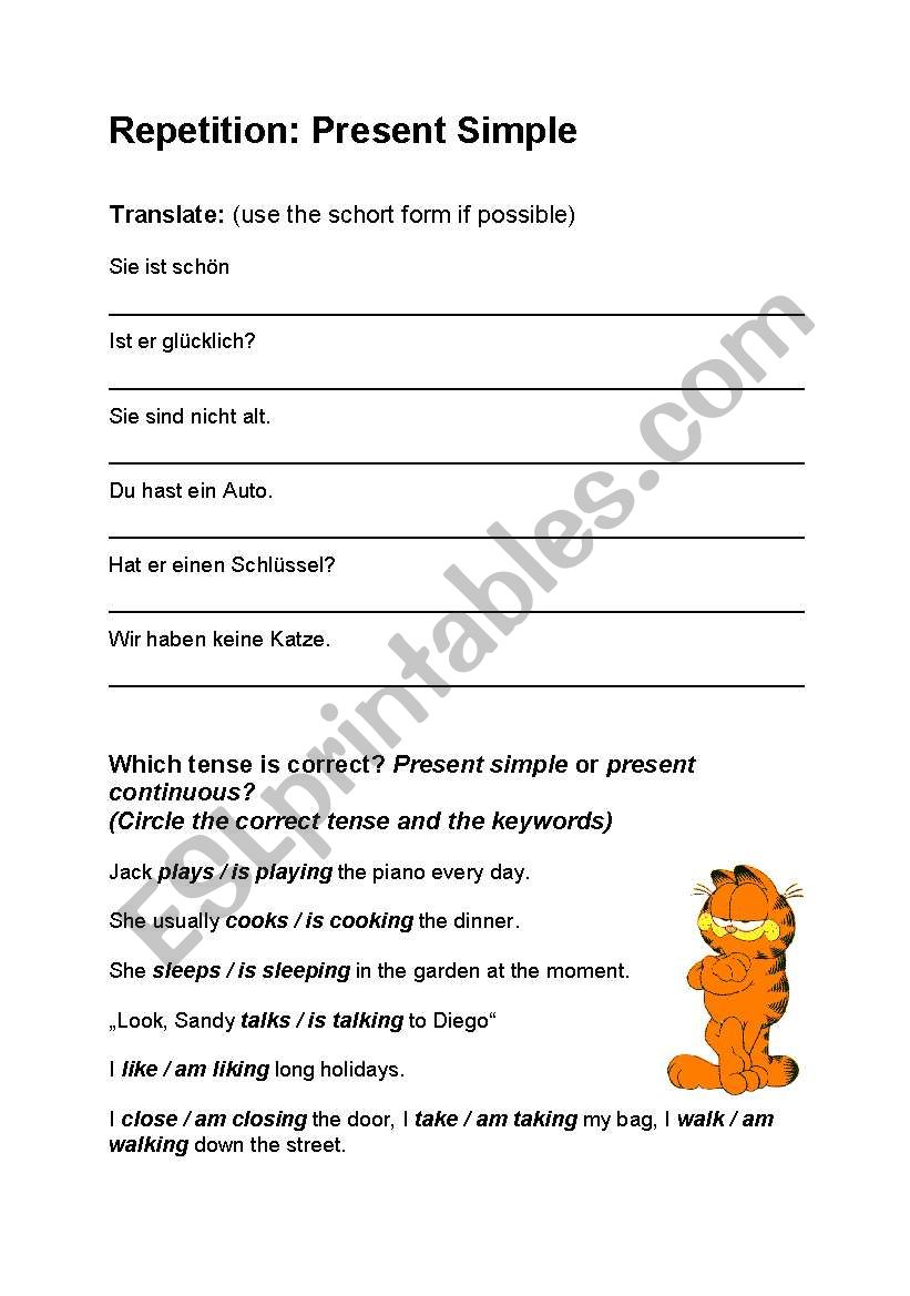 Present Simple Repetition worksheet