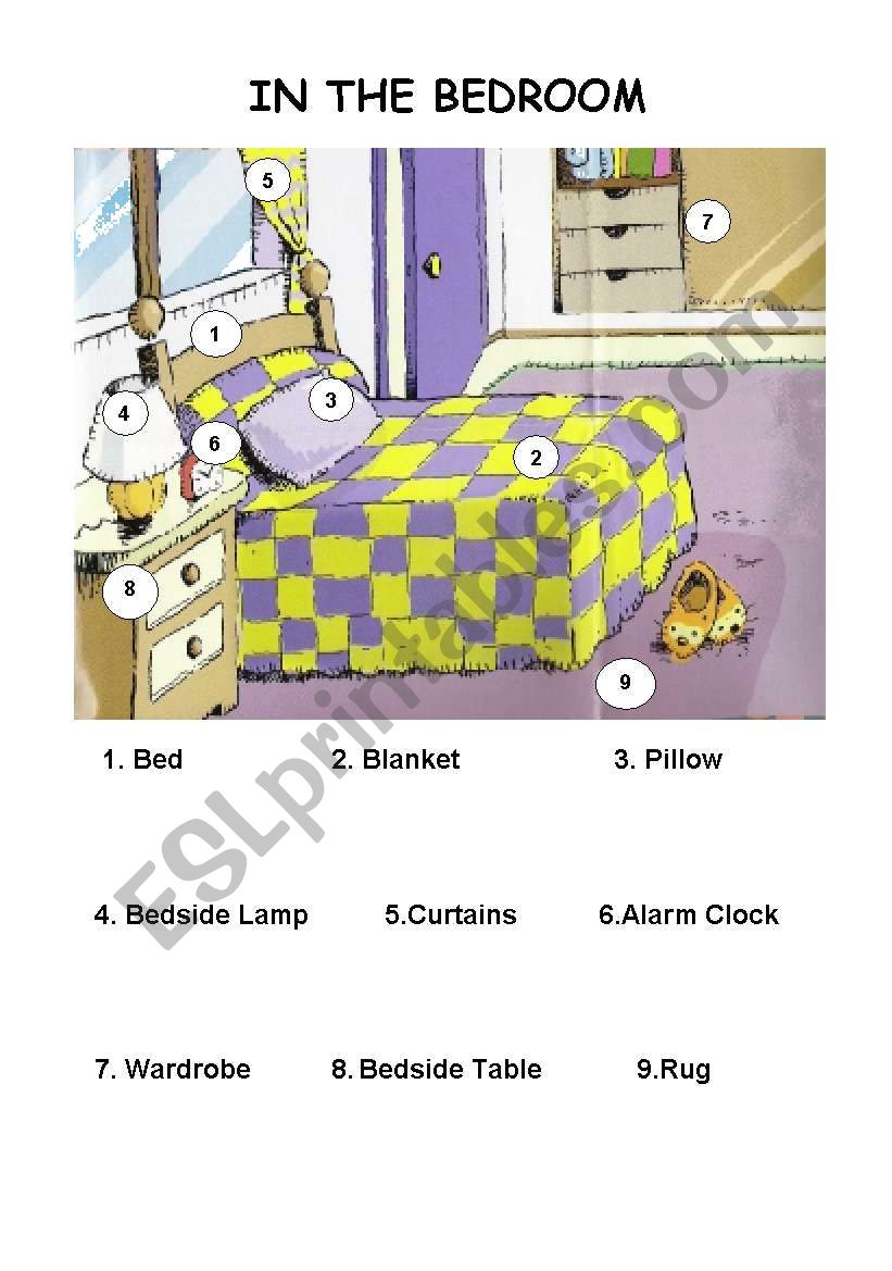 IN THE BEDROM - FLASHCARD  worksheet