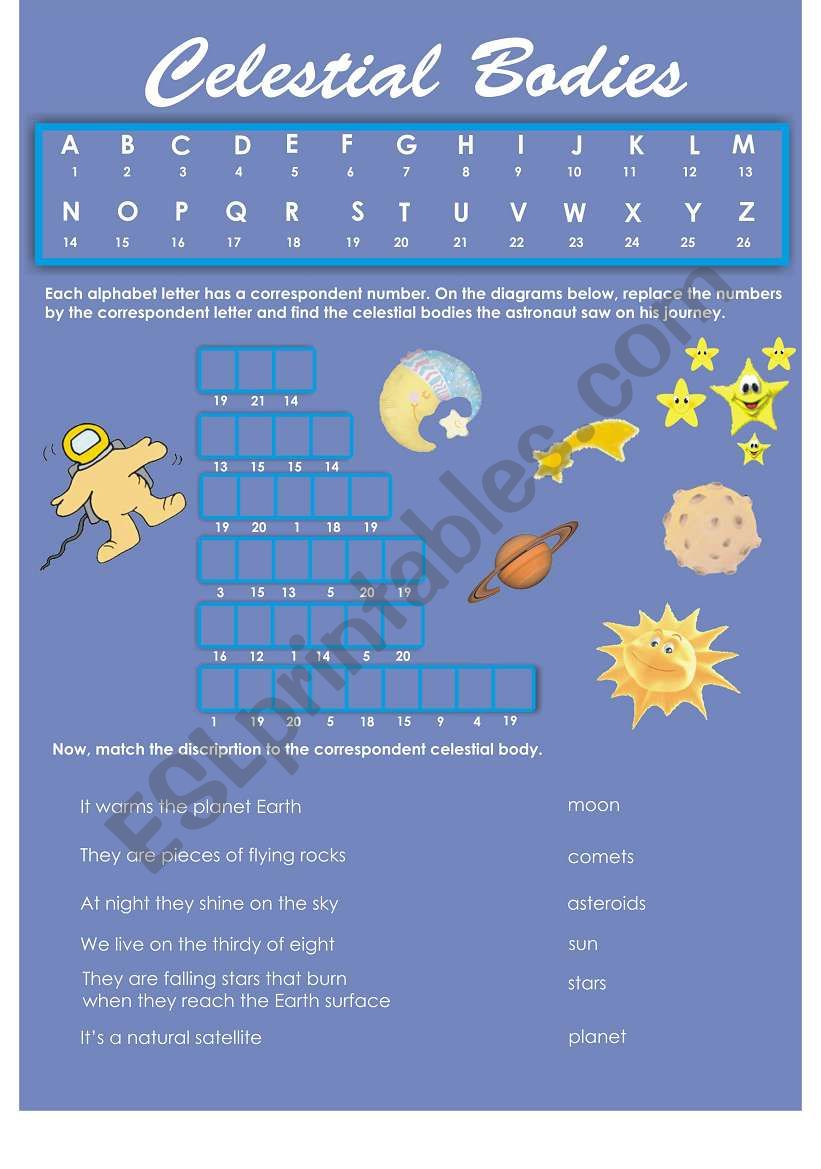 Celestial Bodies worksheet