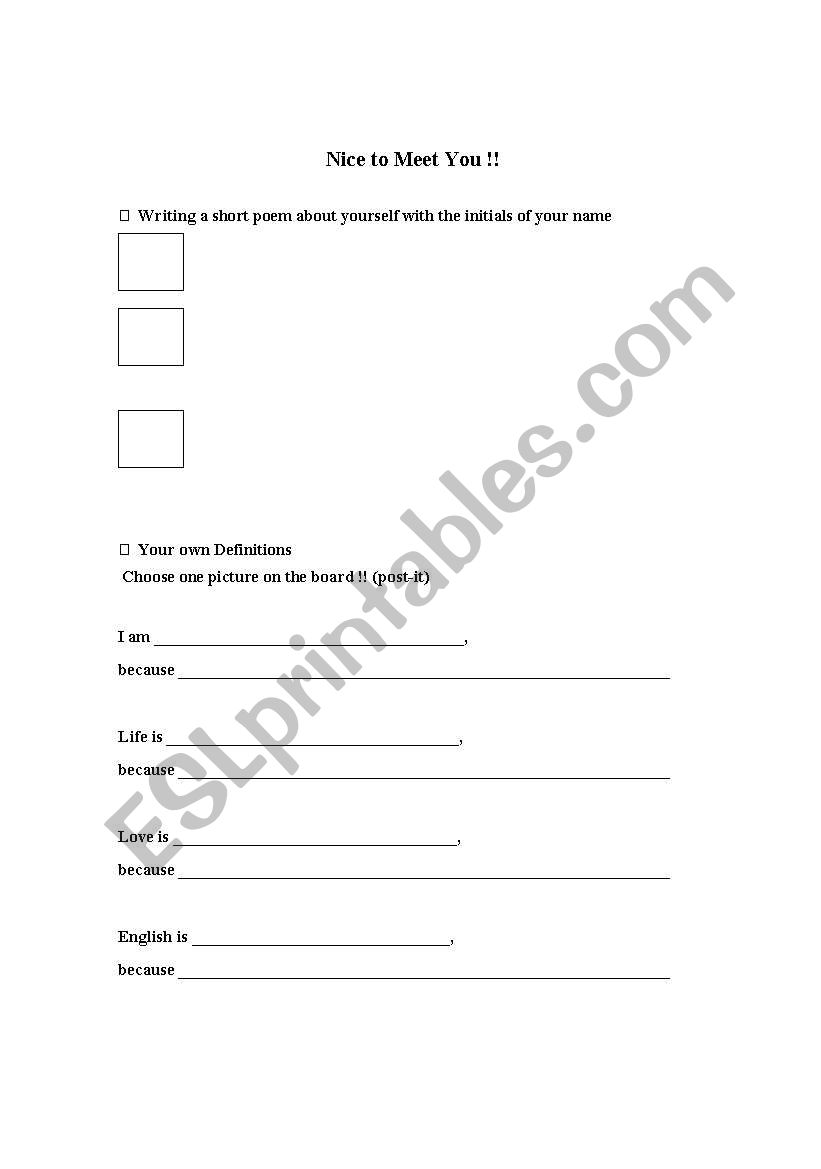 the first class worksheet