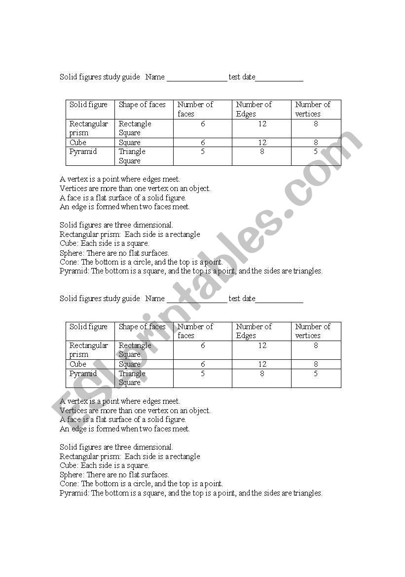 solid figures maths study guide