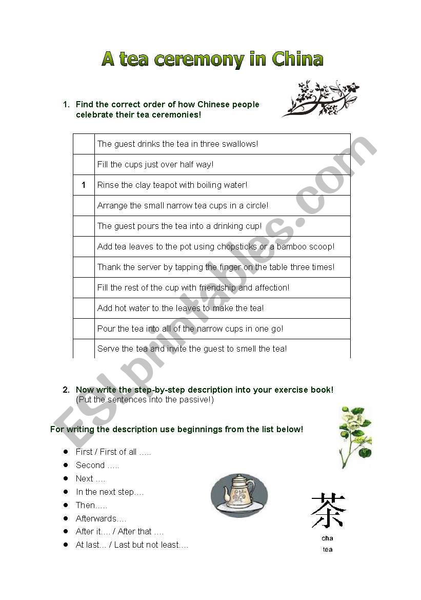 Tea ceremony in China worksheet