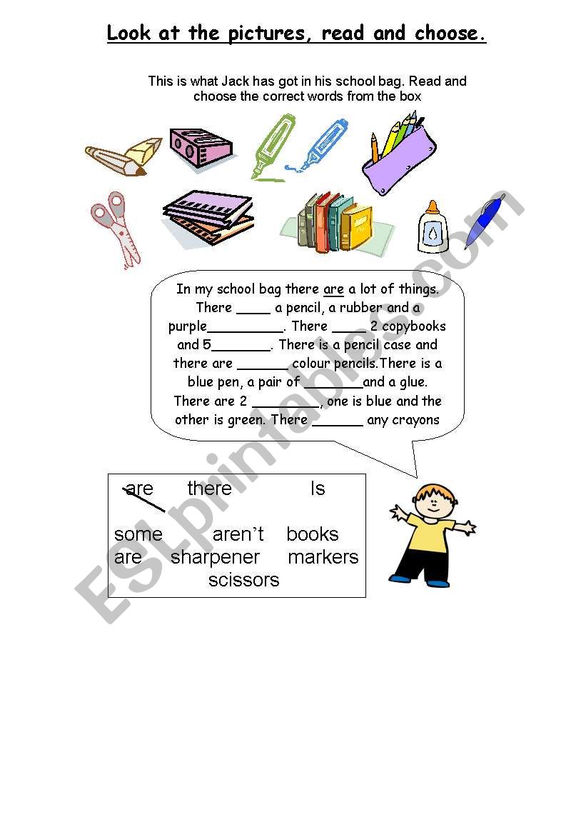 read, look and complete worksheet