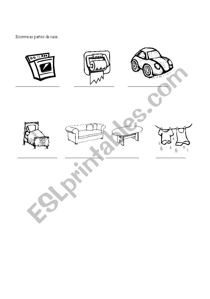 Parts of the house worksheet