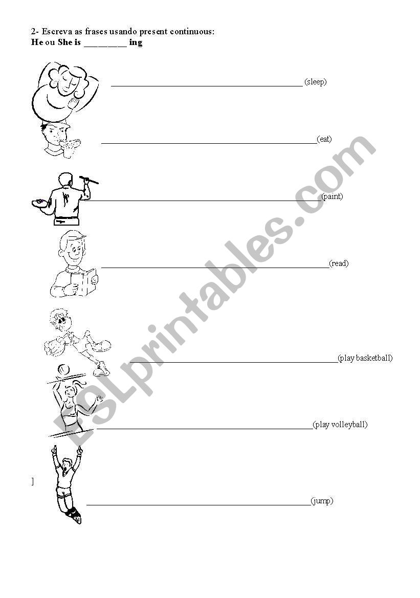 Present continuous worksheet