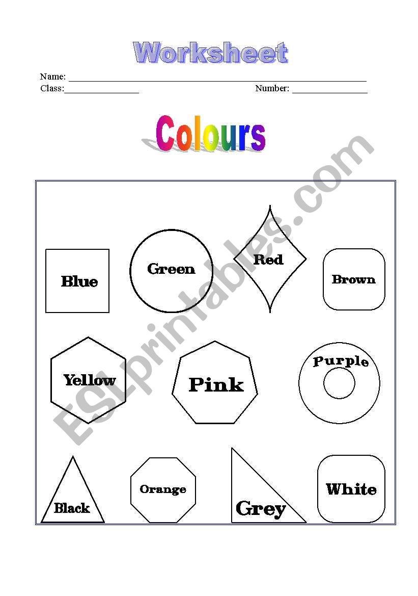 colours worksheet