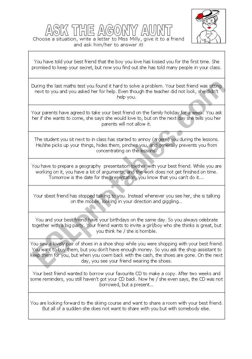 Ask the Agony Aunt worksheet
