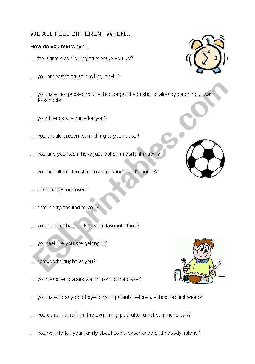 How do you feel when... worksheet