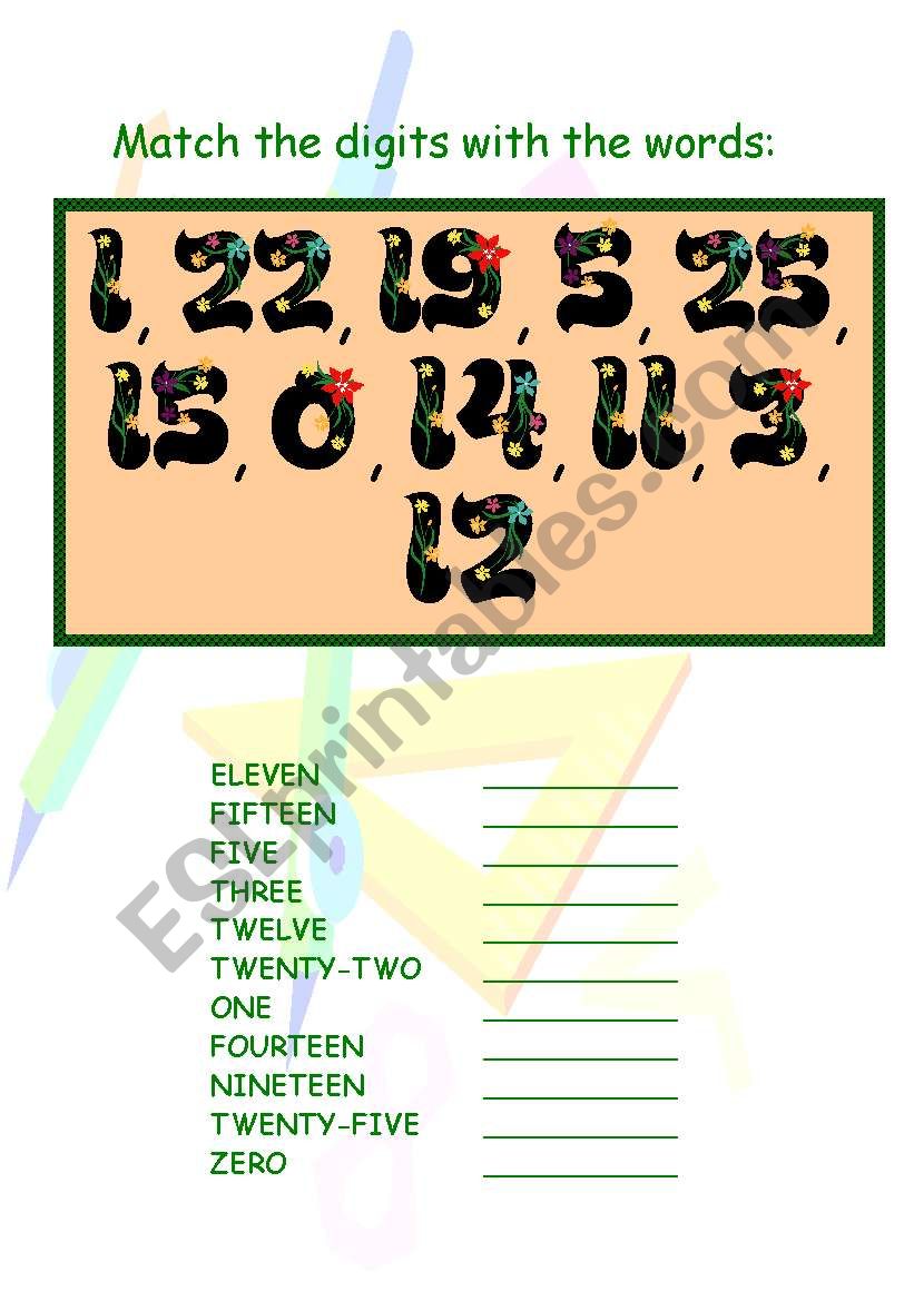 Number Practice: Match digits and words