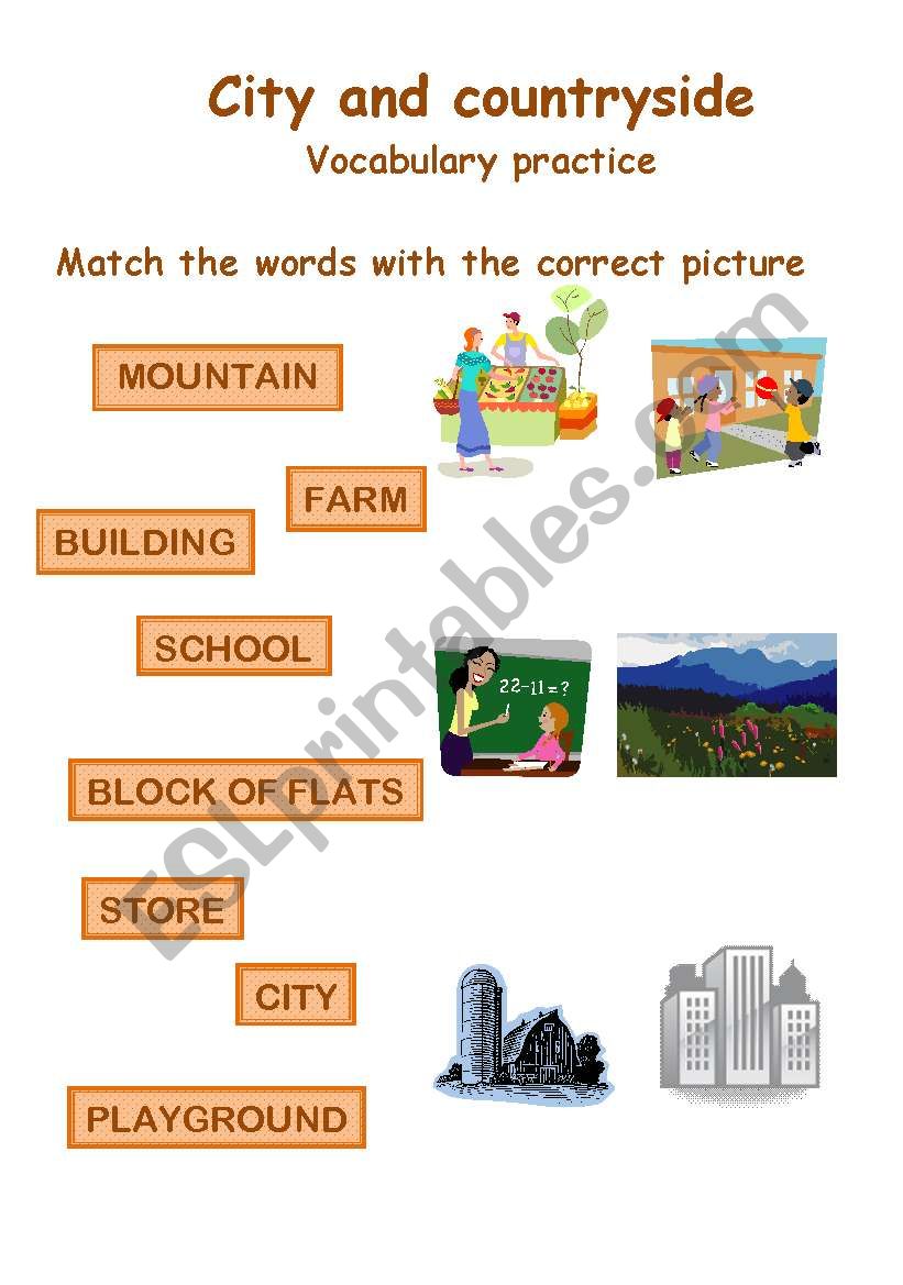 City and countryside vocabulary practice