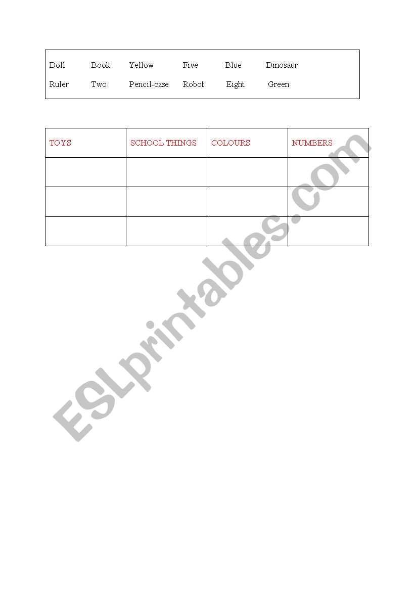 Short Vocabulary Review worksheet