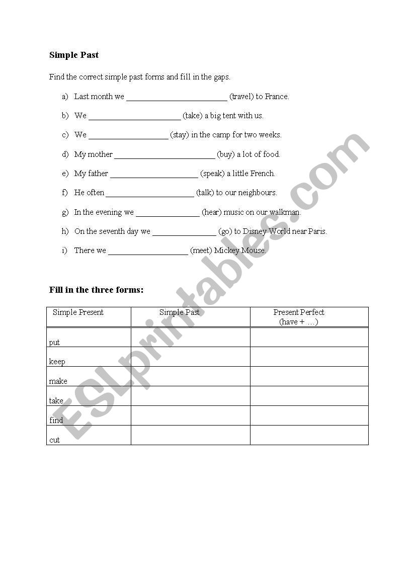 Simple Past worksheet