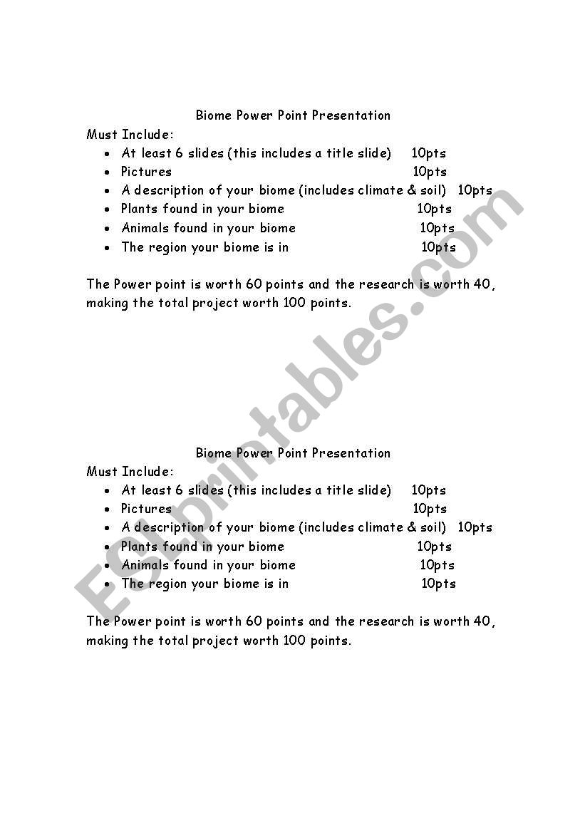 Biomes worksheet