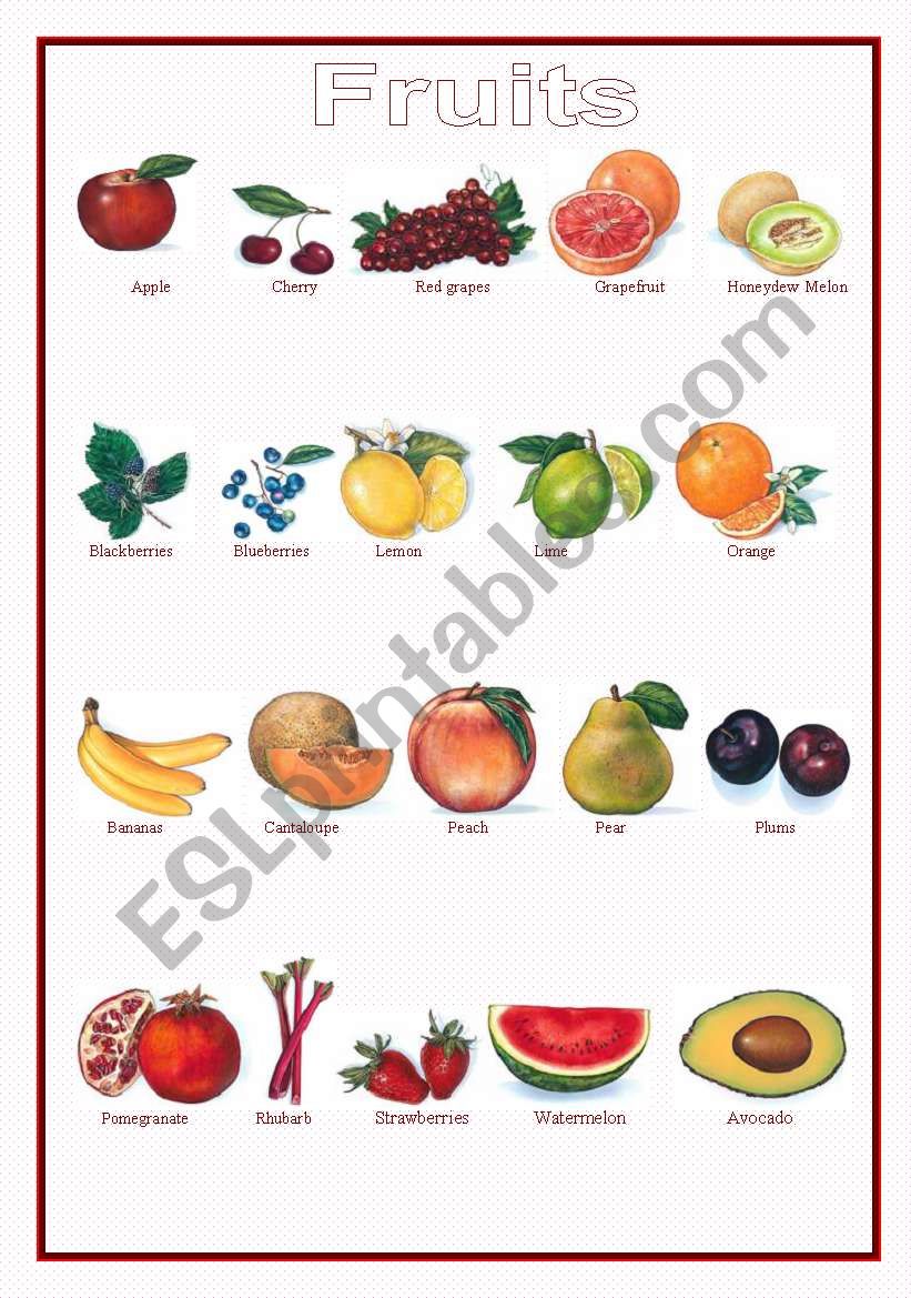 Fruits worksheet