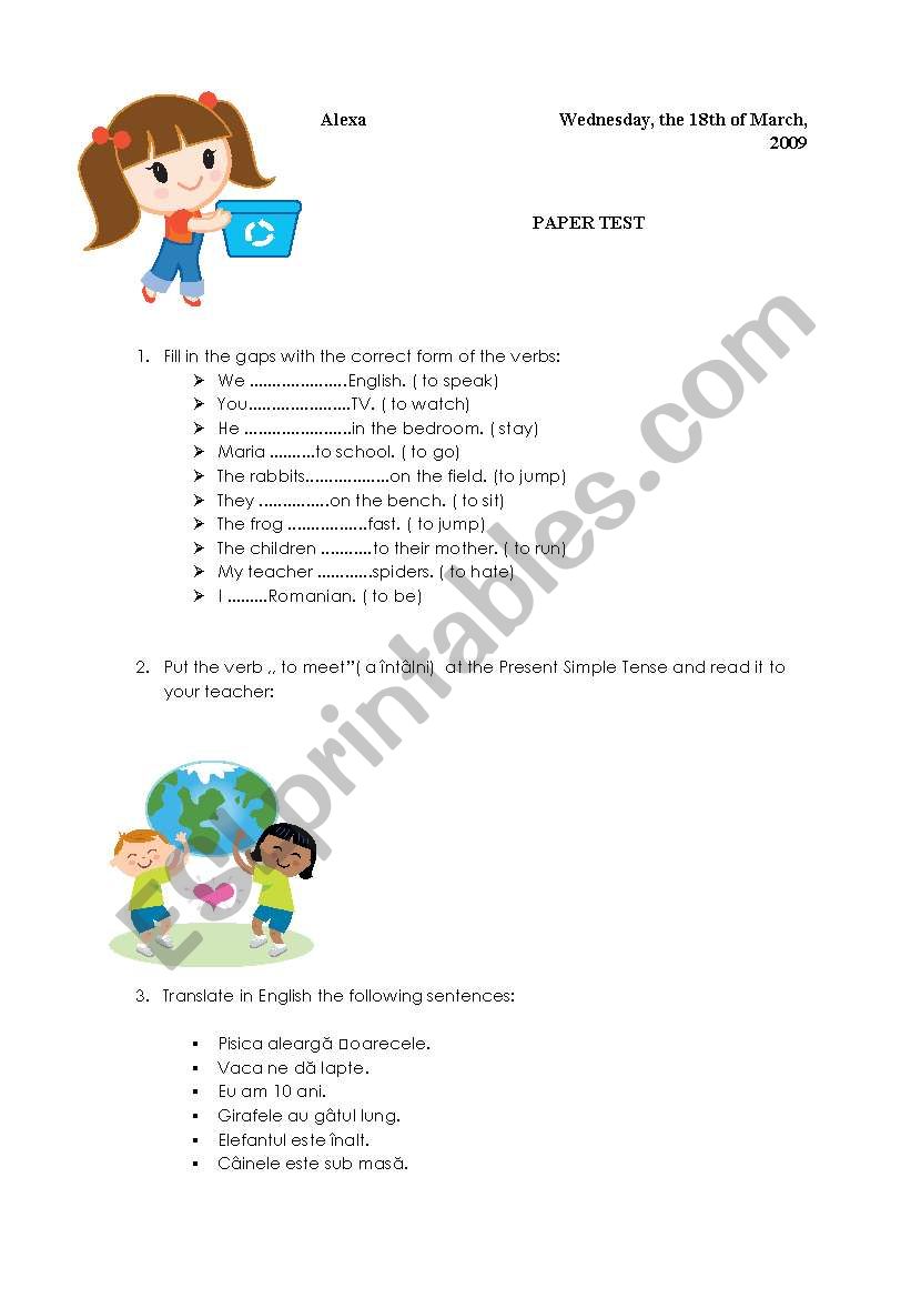 present simple tense worksheet