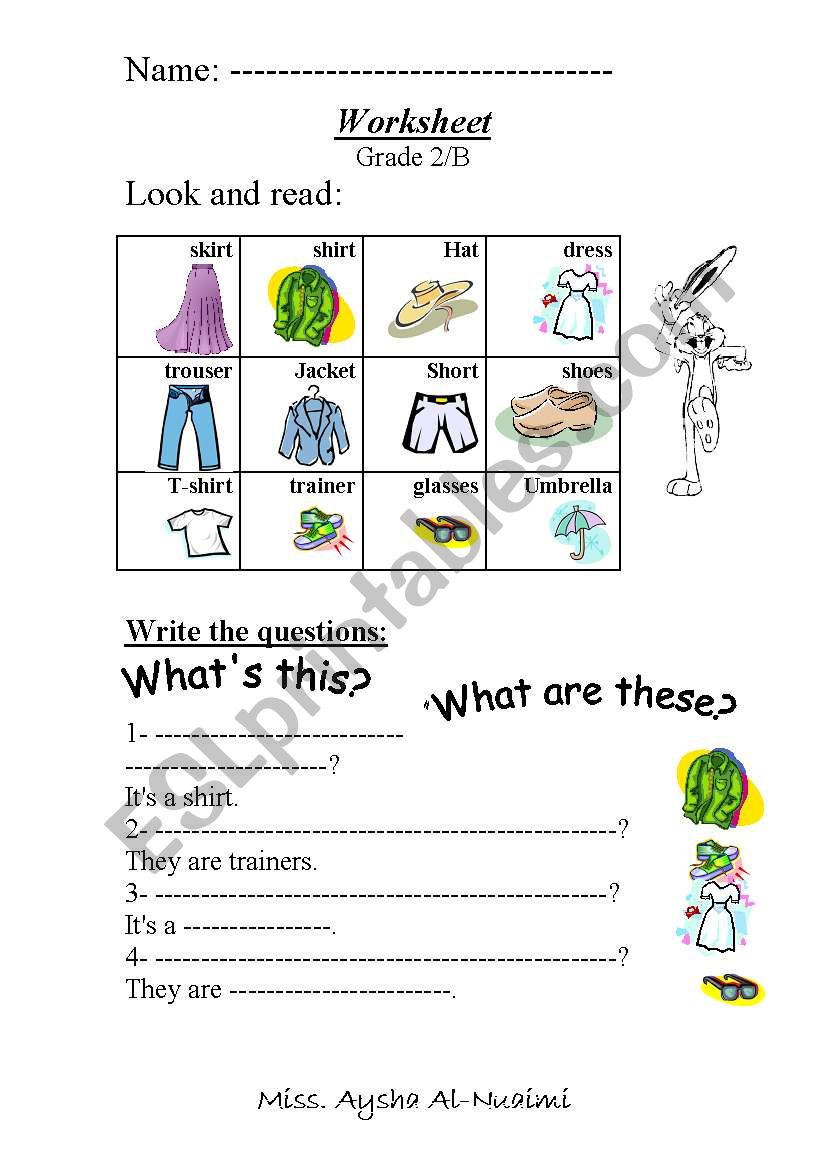 clothes worksheet