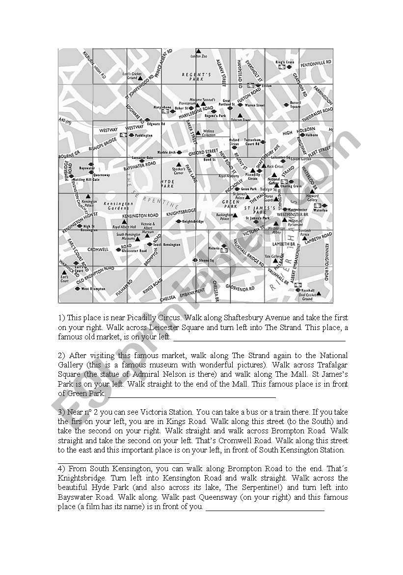 Directions worksheet