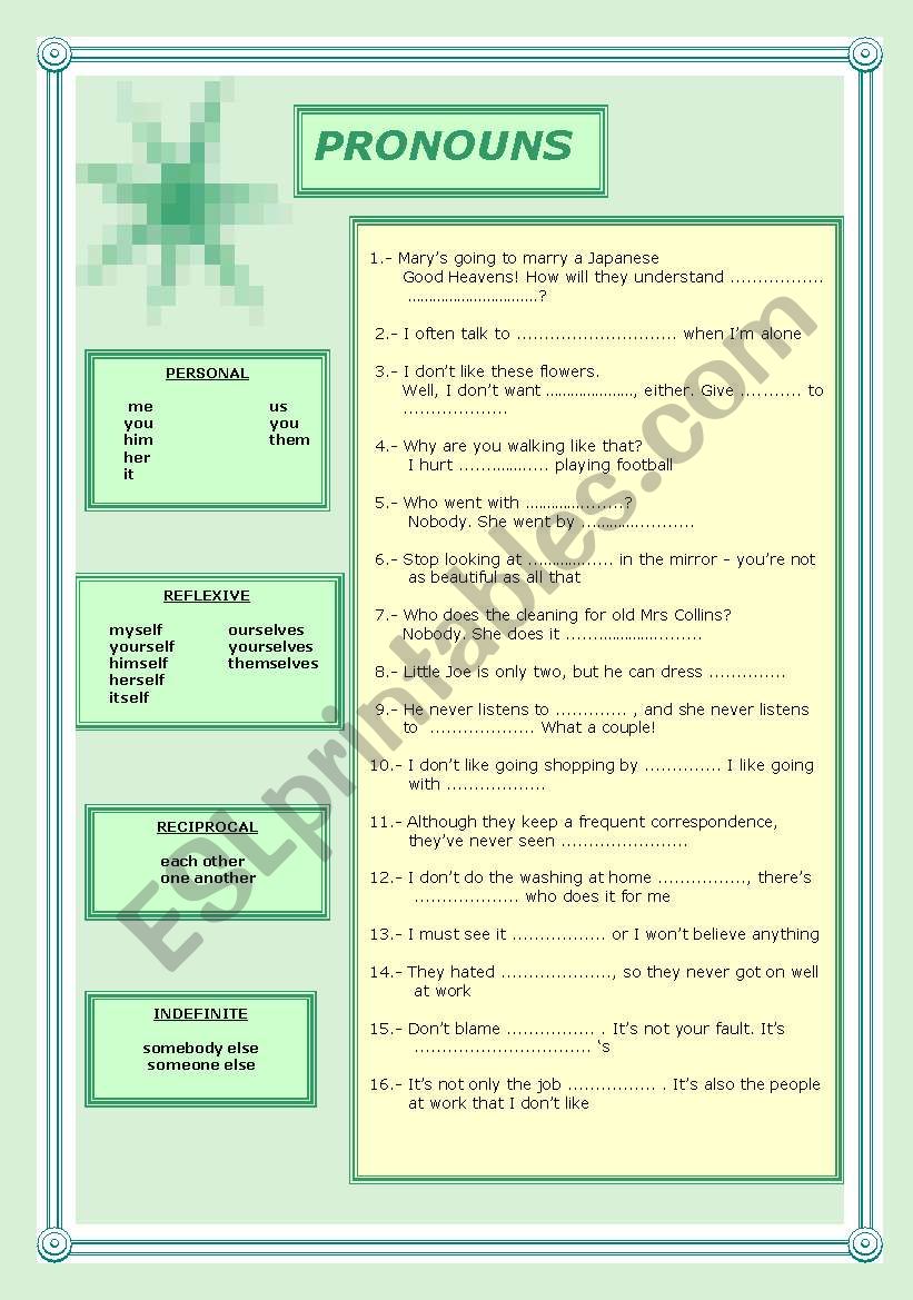 Pronouns worksheet